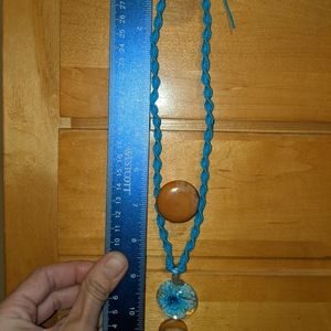 Blue hemp necklace